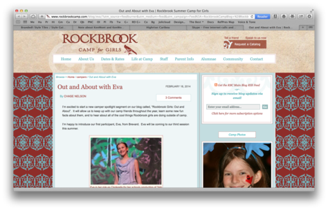 Rockbrook Camp's latest blog post: Out and About with Eva