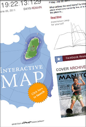 Manitou's Facebook page features their video, countdown, interactive map, news, and cover photos from their website.