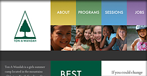 The home page of Camp Ton-A-Wandah's website
