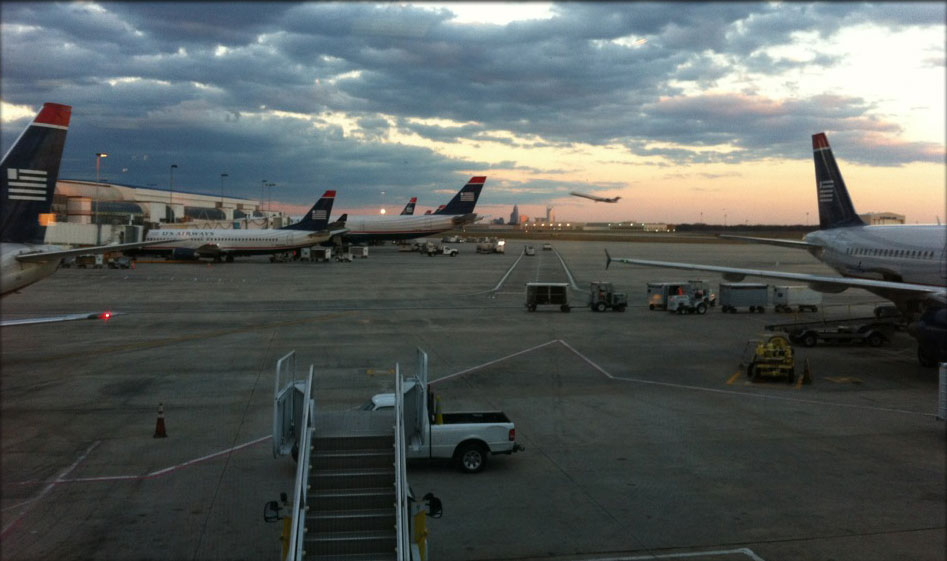 Looking out on the tarmac at Charlotte International Airport